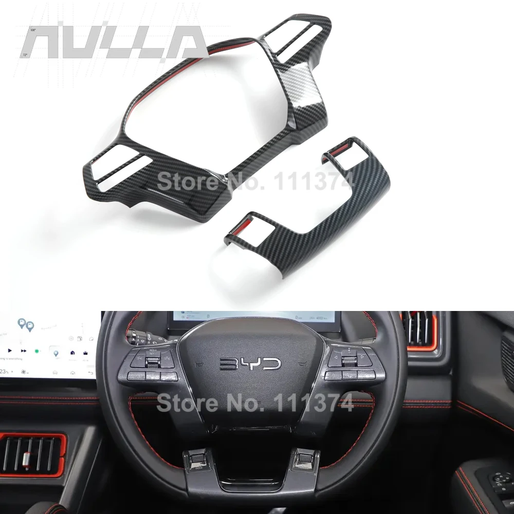 

For BYD Shark 6 2024 2025 Steering Wheel Cover Trim Frame ABS carbon Accessories