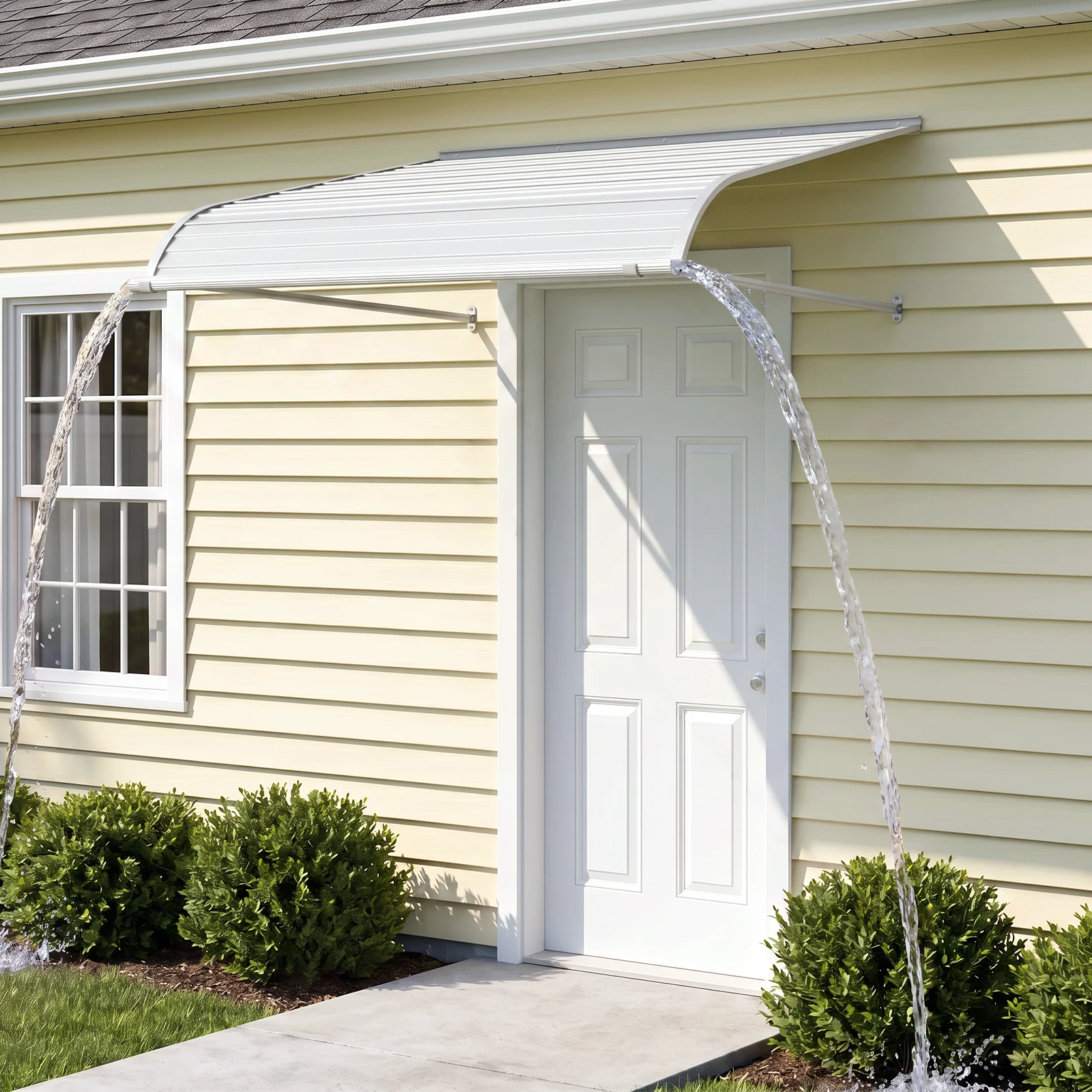 Aluminum Window Door Awning, Wall‑Mounted Outdoor Canopy Sun Rain Shelter With Water Drainage For Home Entrance