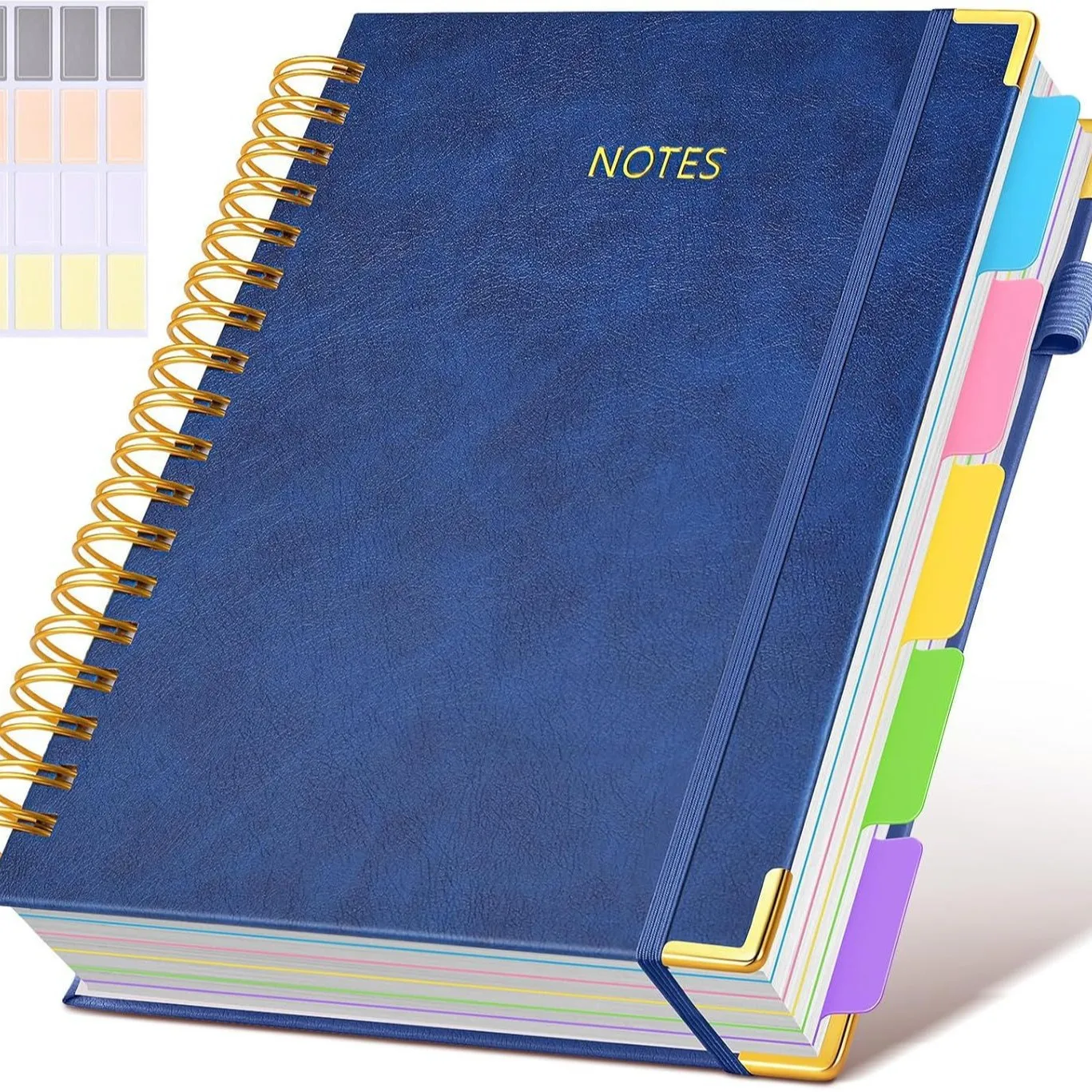 Extra großes Hardcover-Spiralnotizbuch – mit herausnehmbaren Trennblättern und Registerkarten, 300 Seiten, Kunstledereinband, für Schule, Büro, Planer – Detail 9