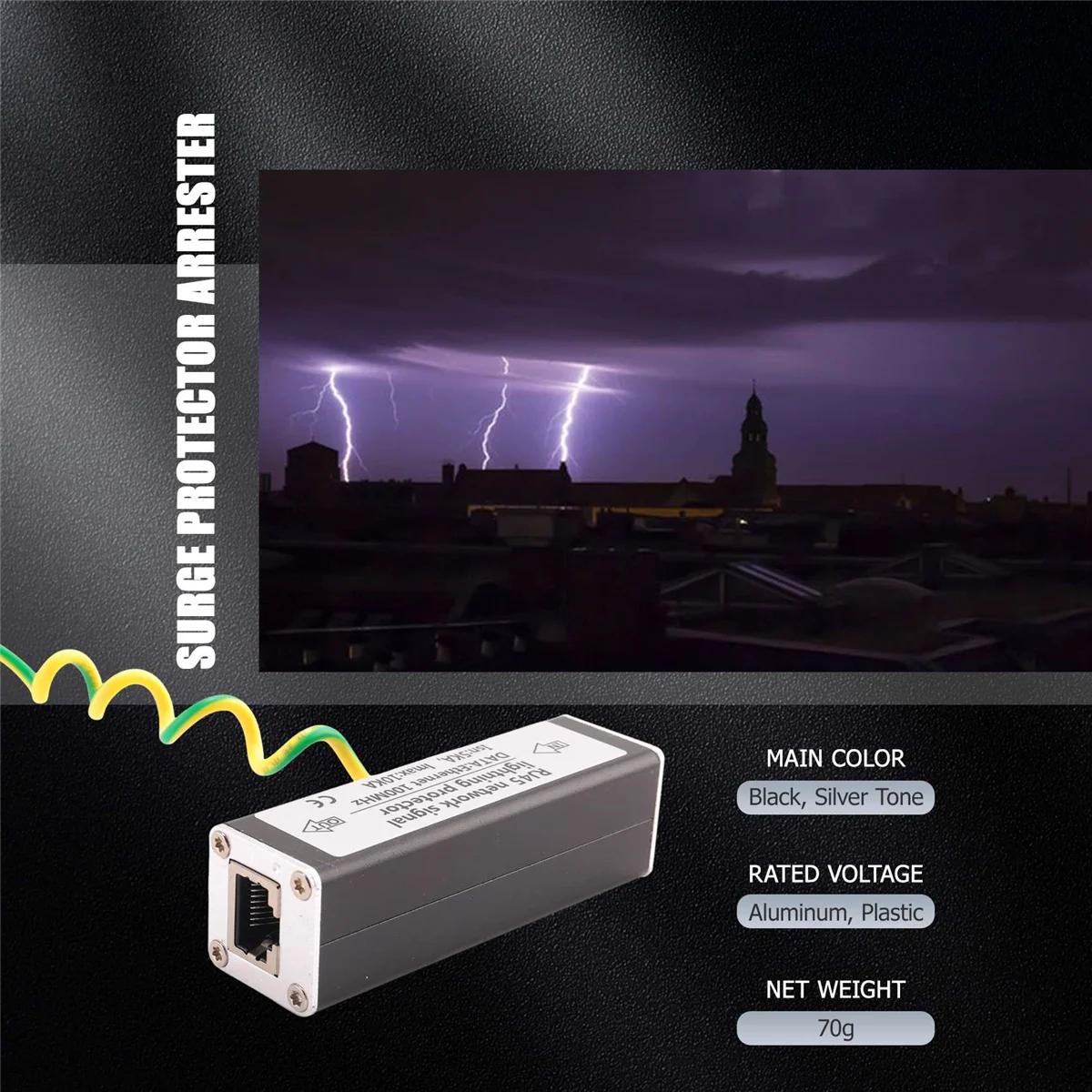 2025+RJ45 Plug Ethernet Network Surge Protector Thunder Arrester 100MHz