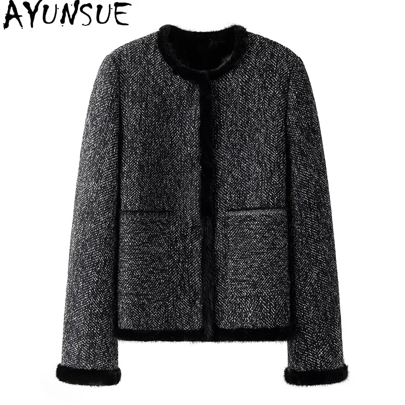 

AYUNSUE Real Mink Fur Coat Women Clothes Luxury Fur Coats for Woman New in Outerwears Fashion Winter Jacket Шуба Женская 2025