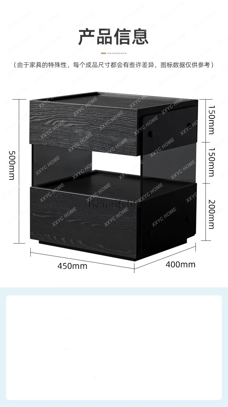 Italian Minimalist Bedside Table Nordic Style Suspension Modern Minimalist Glass Bedside Storage Storage Cabinet