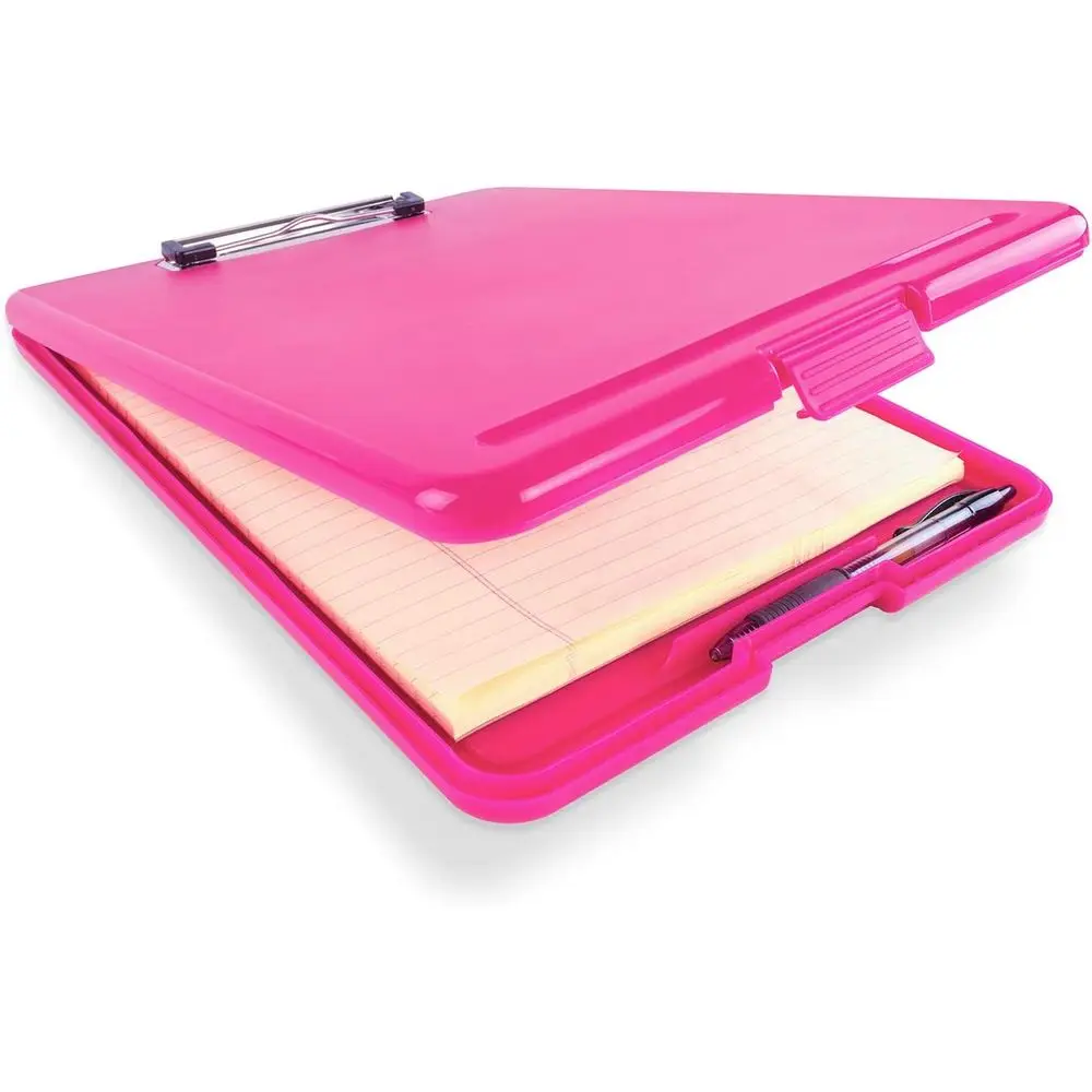 

Пластиковый планшет-клипборд розового цвета, 9,5 x 13,5 дюймов, усиленный, с отсеком для хранения, для медсестер, учителей и офисного использования
