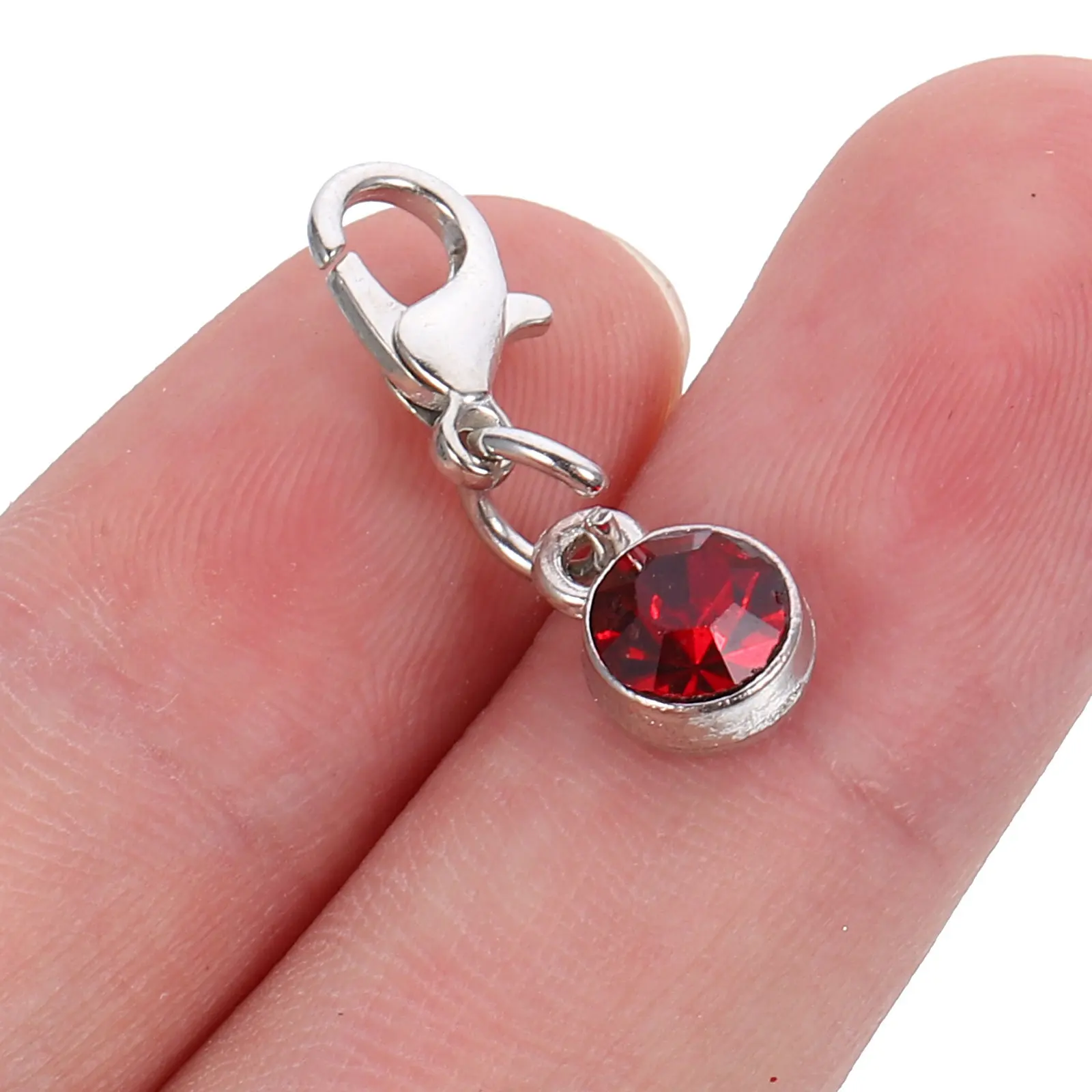 1Set Gemstone Pendant Charms Birthstone Alloy Decorative Dangle Pendants Perfect for DIY Earring Bracelet Necklace Making