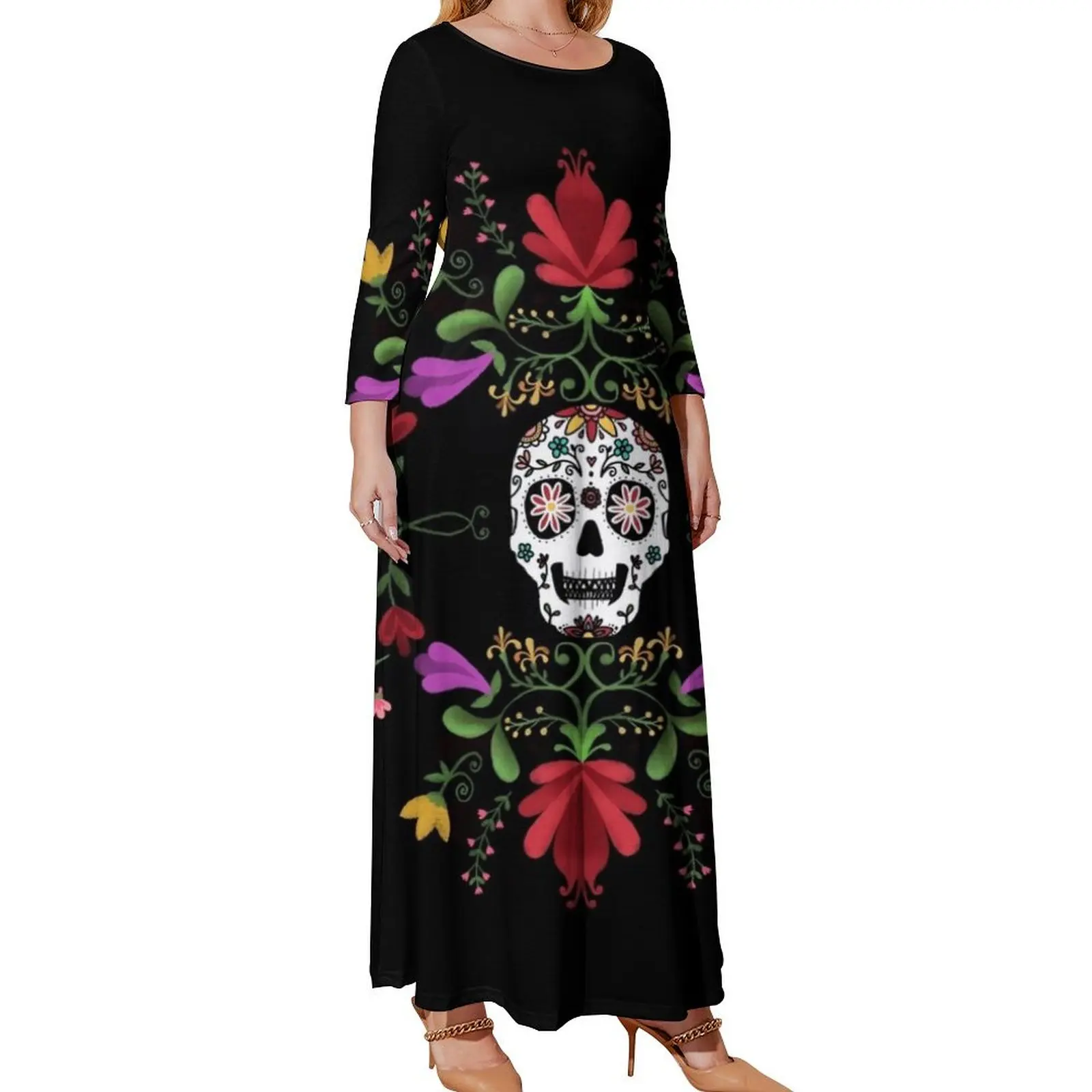 

Sugar Skull Long Sleeved Dress summer woman dress 2024 womens dress