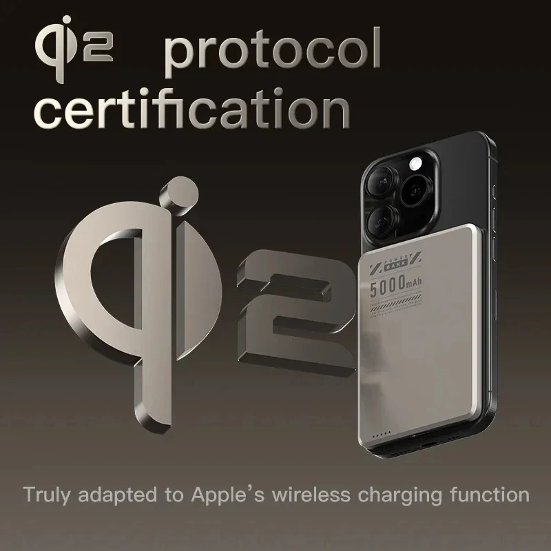 VIVO Magnetic PowerBank 5000mAh Slim Wireless External Battery Charger Ultra Thin Qi2 Fast Charging For MagSafe iPhone Samsung