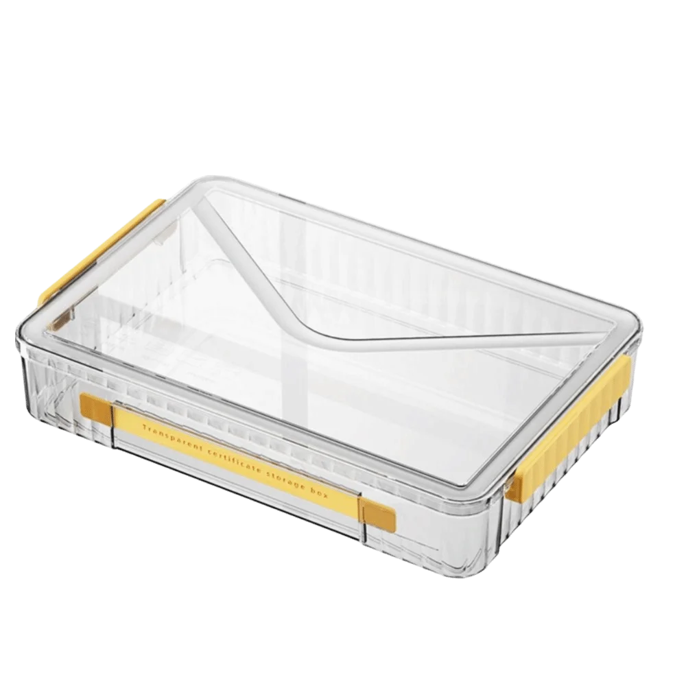 

Transparent Desktop Paper Storage Box Dust Proof a4 File Document Organizer with Lid Stackable Card Holder Case Household