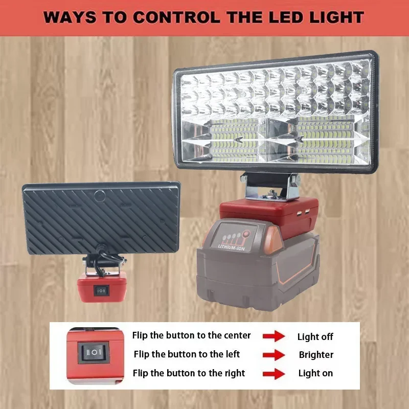 Imagem -06 - Polegada Carro Led Trabalho Luzes Tocha Lâmpada de Acampamento para Makita para Dewalt para Bosch para Milwauke Lomvum Zhipu Jingmi Li-ion Bateria 8