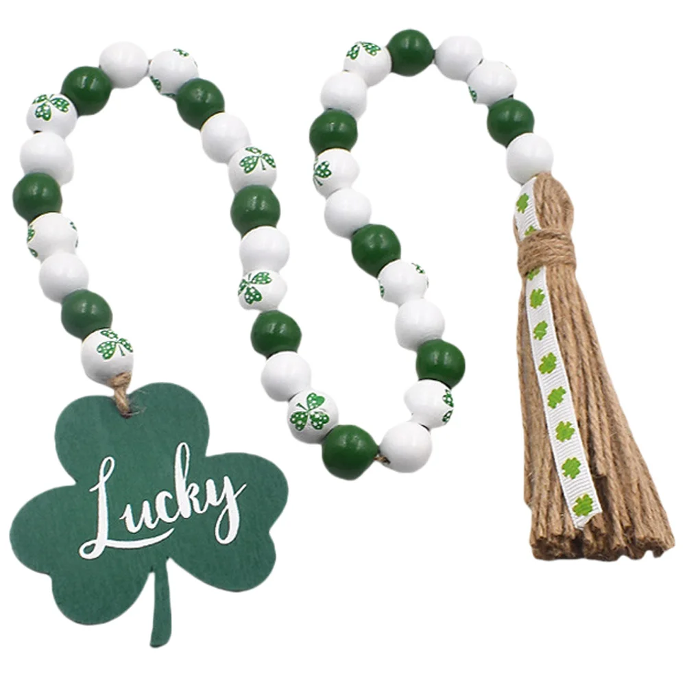 Garlands Irish Day Beads Farmhouse with Tassel Table Wooden Decor Tray St Patricks Tiered Decorations