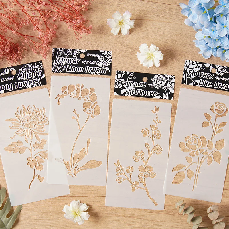 

Полый шаблон для рисования с цветочным бризом — ПЕТ-трафарет для плакатов, ведения журнала и творческого рисования с ручным рисунком