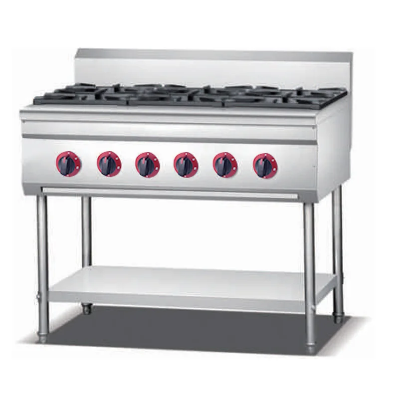 Customized vertical 4-eye 6-eye multi-functional natural gas 4-head pot stove with shelf gas 6-head pot stove with shelf removal