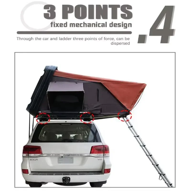 ODM Custom Fiberglass Hard Shell Roof Tents 4-5 Person Large Waterproof Hard Shell Hardtop Car Roof Top Tent