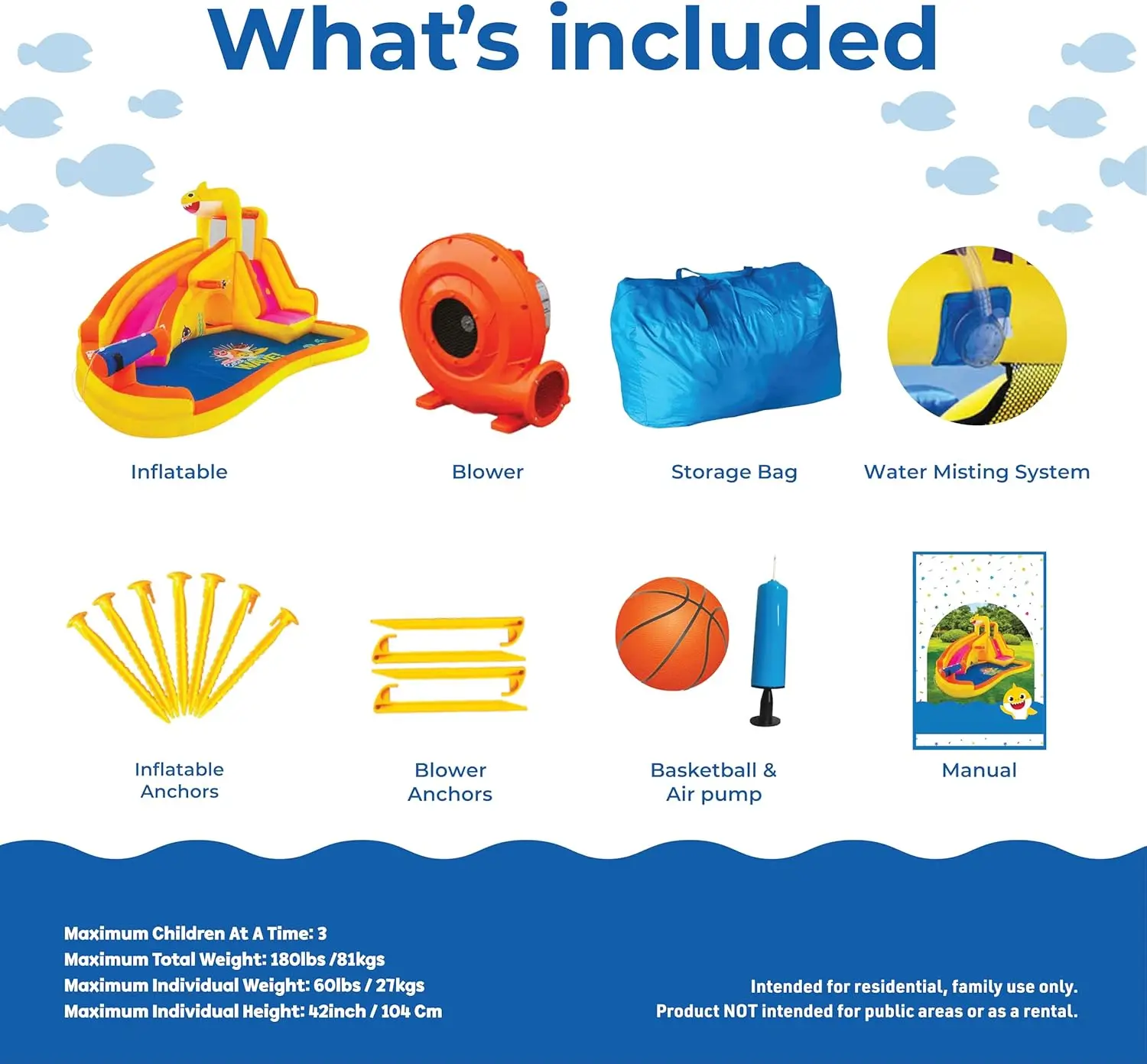 Kids' Inflatable Water Slide with Pool, Sprayer & Blower for Outdoor Fun