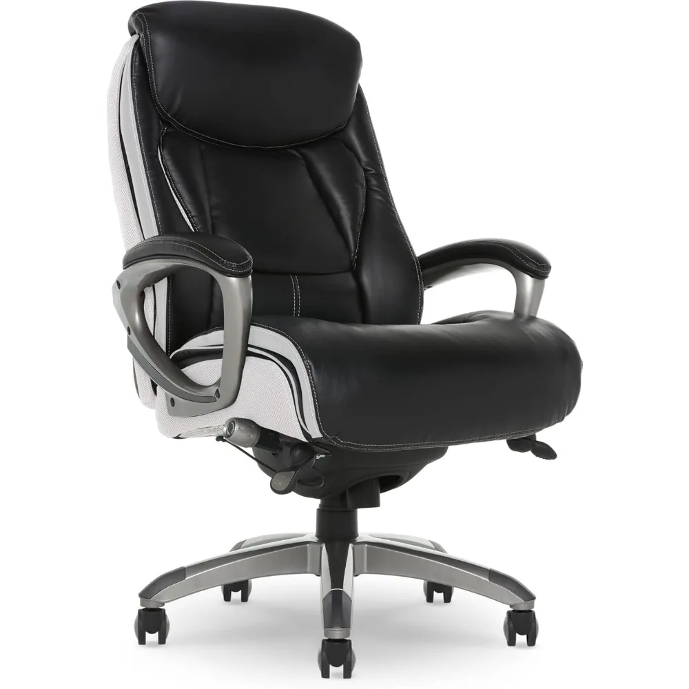 Executive Office Smart Layers Technology, Leather and Mesh Ergonomic Computer Chair with Contoured Lumbar and ComfortCoils