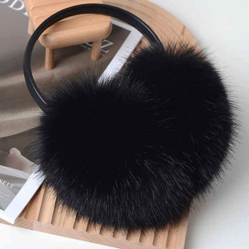 

Imitation fox fur grass ear tips with adjustable and warm ear tips for autumn and winter, plush ear warmers for men and women, c