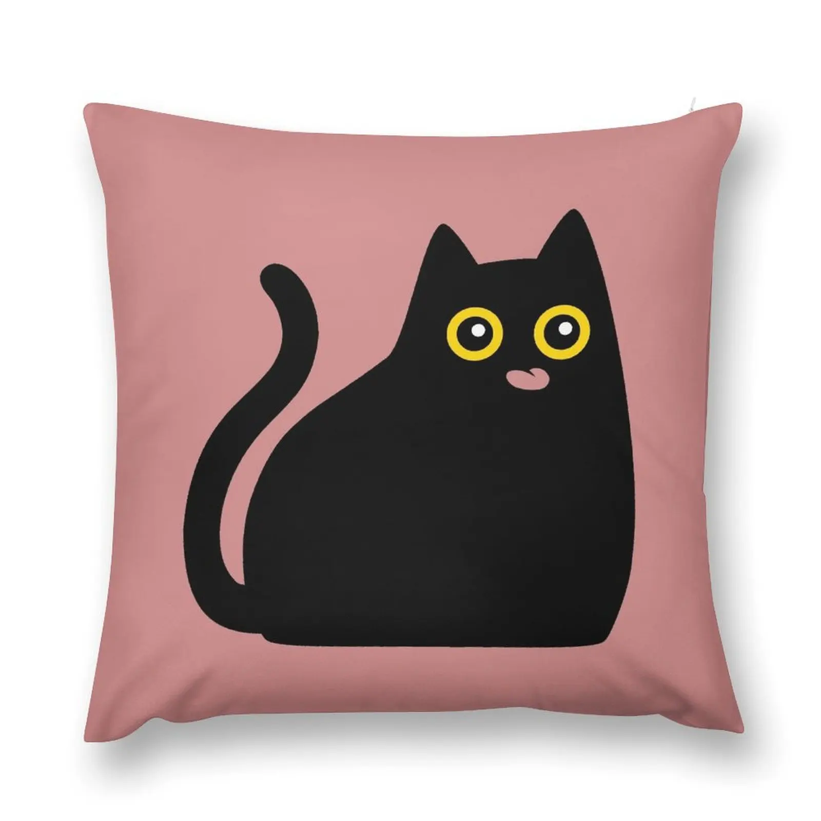 Black cat with tongue out Throw Pillow christmas decorations 2025 Sofa Cushions Covers Pillowcase pillow