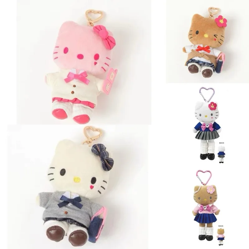 Kawaii Hello Kitty estilo escolar serie KT llavero de juguete de peluche uniforme sanrio móvil de dibujos animados gatito femenino colgante de felpa muñeca regalo
