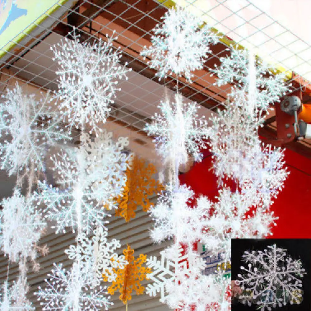 30Pcs/set White Snowflake Christmas Party Festival Ornaments Artificial Snow Christmas Home Decor