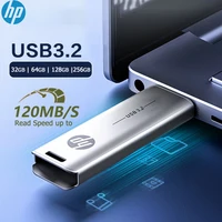 Unidad flash HP USB3.2 32GB 64GB Metal USB Pendrive 128GB 256GB Personalidad creativa Música para automóvil Disco U de alta velocidad