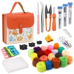 KRABALL 20 Color Needle Felting Kit Wool Felting Tools Handmade Felt Needle Set Wool Felting Fabric Materials Accessories