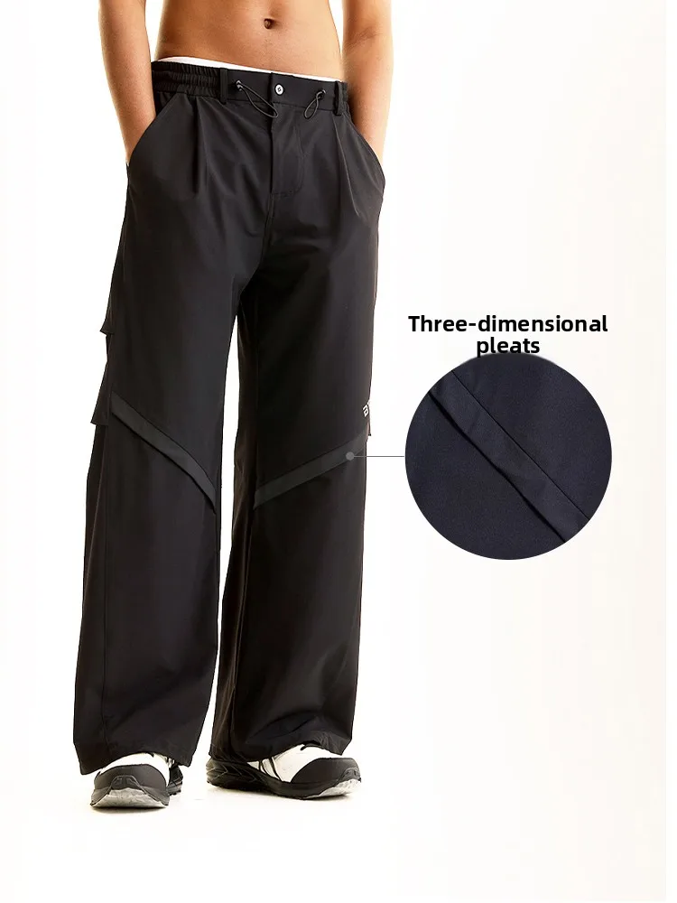 

BTW Men's Summer Lightweight Comfortable Wide Leg Work Pants Drapey Loose Fit Casual Trousers Faionable Straight Tube Jeans