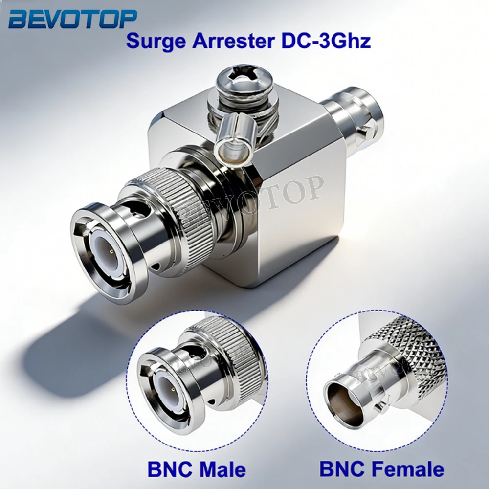 

1Pcs BNC-JK BNC Male to BNC Female Coaxial Connector with Lightning Surge Arrester Protection Device DC-3GHz 50ohm