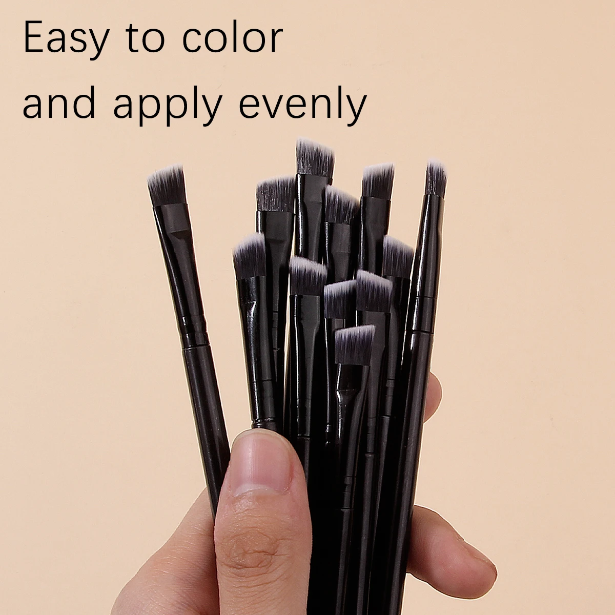 12 stuks schuine zachte en niet-verblindende wenkbrauwborstel, vlekborstel, oogschaduwborstel, multifunctionele oogmake-upborstel, make-uptool