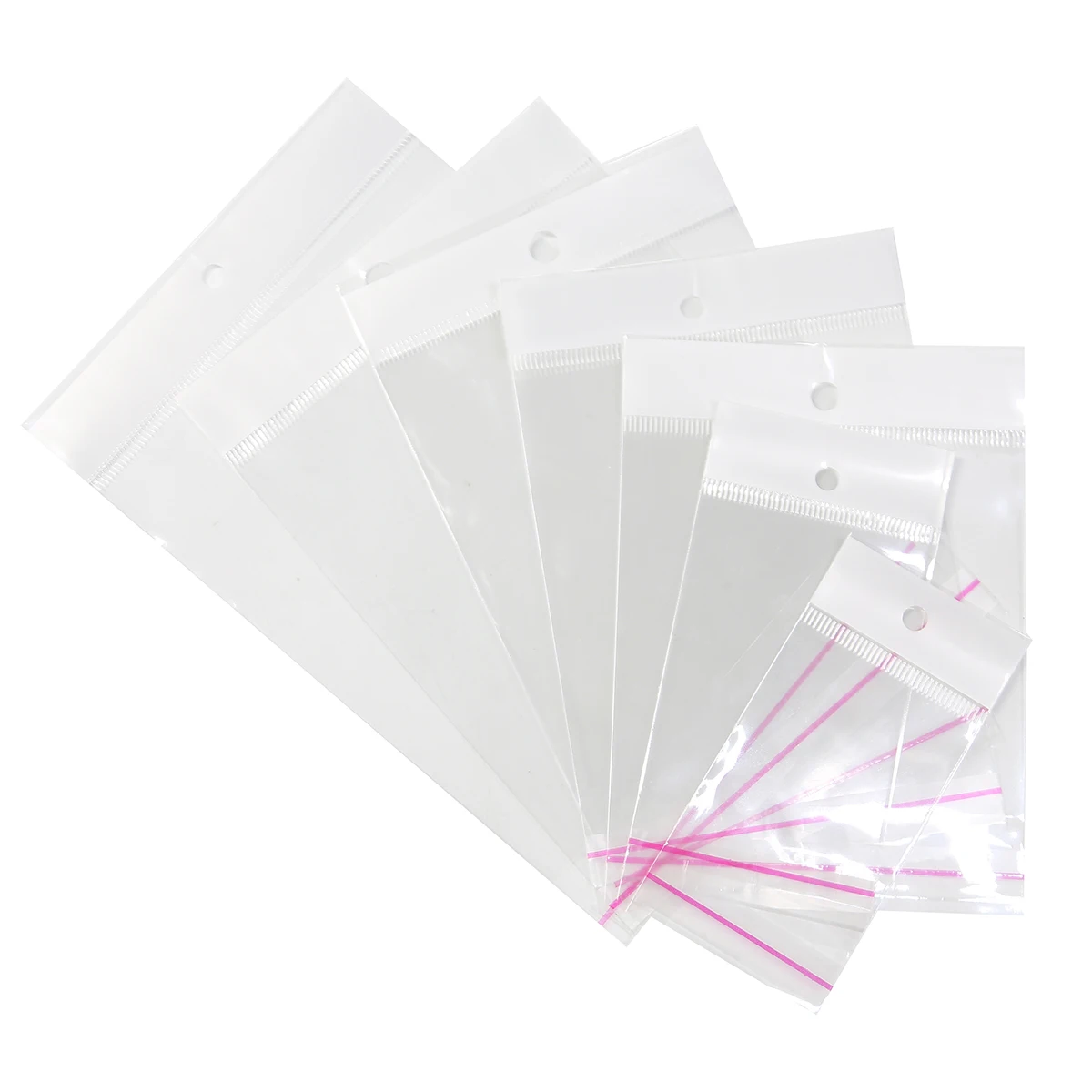 100 Stück transparente OPP-Beutel in verschiedenen Größen mit Loch, selbstklebend, durchsichtiger Kunststoff, selbstklebende Zellophanbeutel, Lebensmittelaufbewahrung, Geschenkpaket – Detail 15