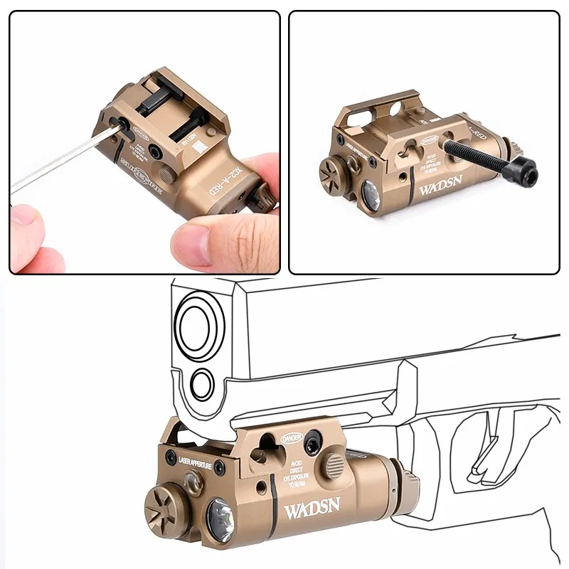 Imagem -06 - Lanterna Tática de Metal com Ponto Vermelho e Verde Luz Led Escoteiro Branco Wadsn Xc2 Pisto Airsoft Glock 17 18 19 Spotlight