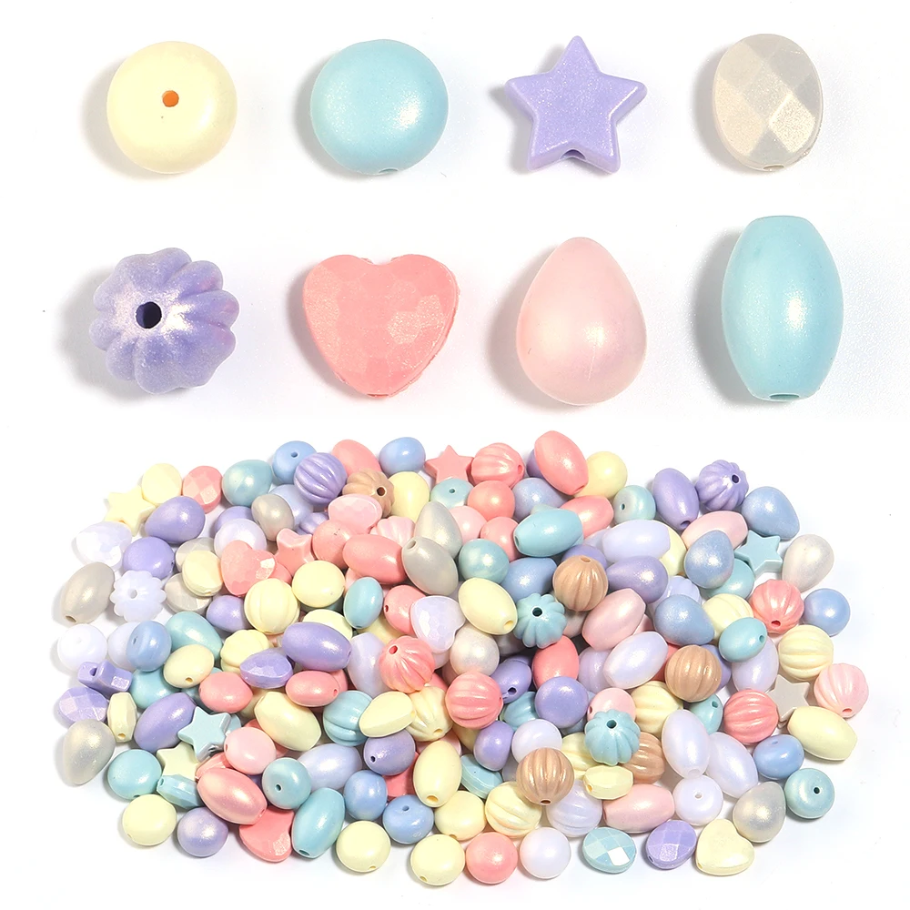 100 stücke Acryl Perlen Gemischt Macaron Farbe Stern Herz Kürbis Form Lose Perlen Für Schmuck Machen DIY Armbänder Schlüsselbund Liefert