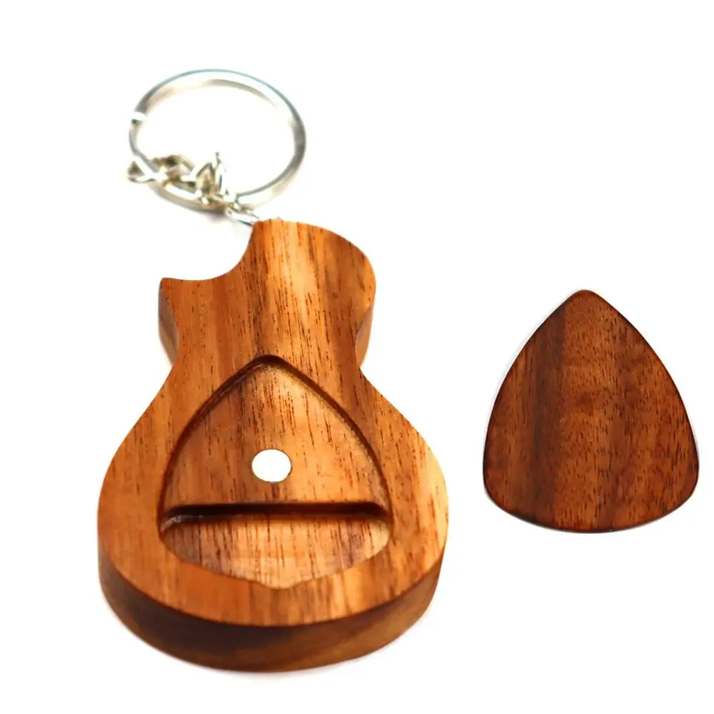 

Wooden Guitar Picks with Box 2-in-1 Magnetic Buckle Guitar Picks Storage Case Durable Portable Guitar Pick with Keychain Holder