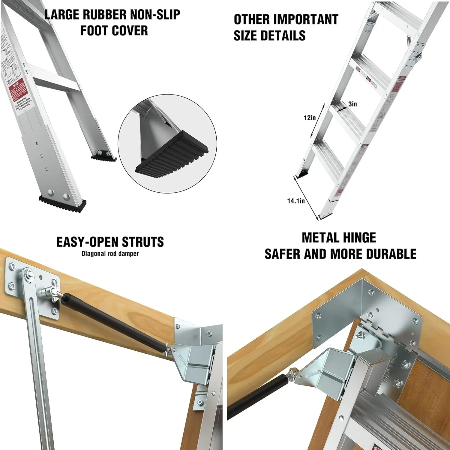 minumLightweight and Portable, 375-pound Capacity Convenient Access to Your Attic, Fits 7'8"-10'3" Ceiling He