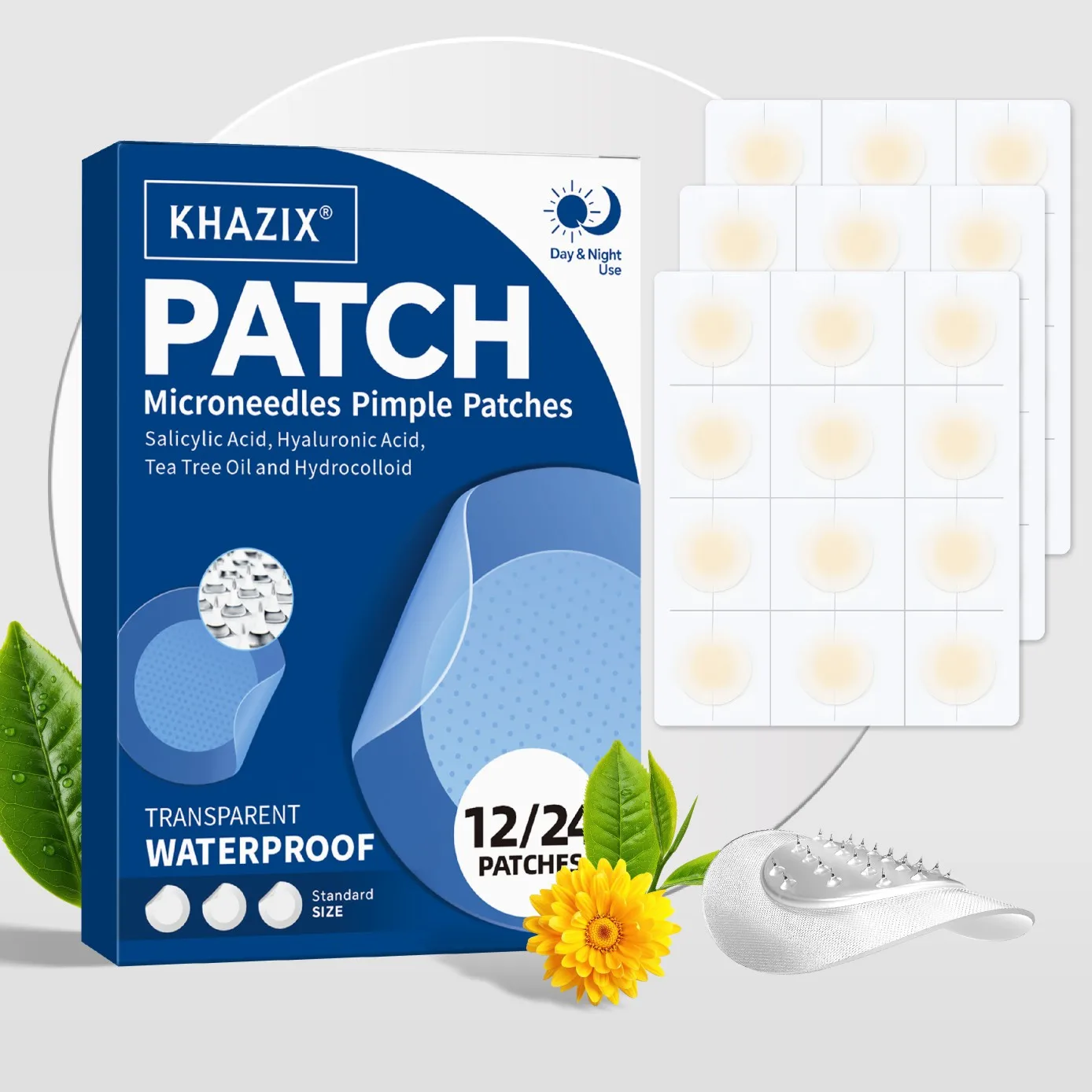 Parches de microagujas para espinillas (paquete de 24) Parches hidrocoloides con micropuntos para acné y espinillas, parches microdart para espinillas