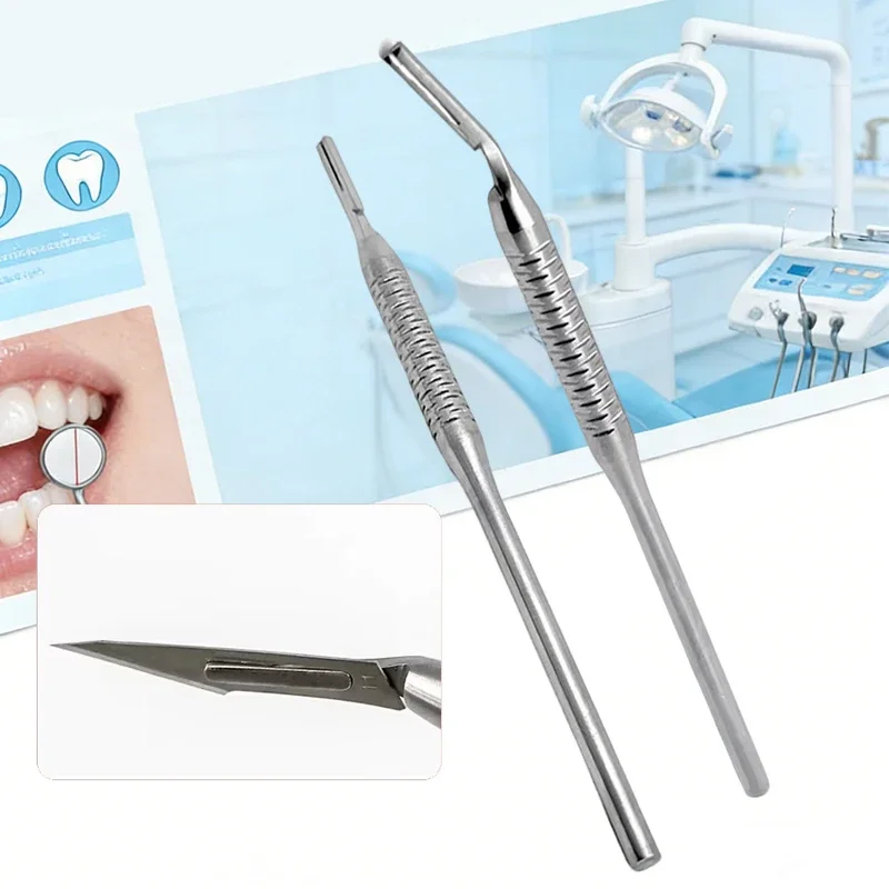 Dental No.3 Scalpel Handle Stainless Steel Curved Straight Applicable Dental Surgery Blade Knife