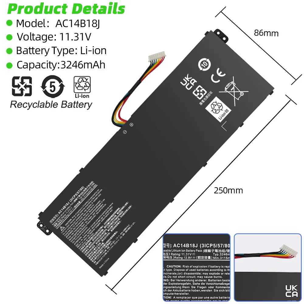 بطارية لأكر ES 15 ، ، أو ، أو كرومبوك 11 ، أو 13 ، أو 15 ، أو ، أو رحلة ، أو رحلة ، أو B116