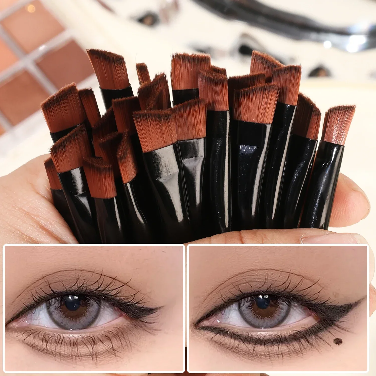 5-100 Stuks Mini Spons Hoofd Oogschaduw Borstels Applicator Dual Purpose Make Up Cosmetische Dual Ended Wenkbrauw Eyeliner borstel Gereedschap