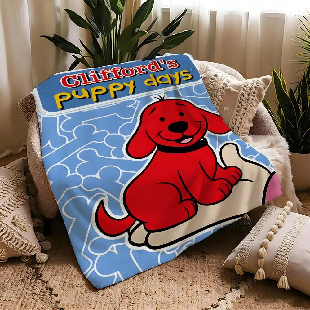 cartoon C-Clifford the Big Red Dog-g Throw Warm Soft Flannel Blanket, Multi-use for Sofa Bed Camping Travel Nap - view 4