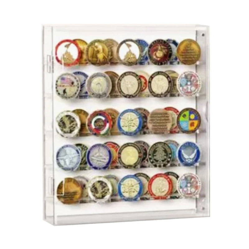 Clear Acrylic Round Coin Holder Desktop Storage Case Sturdy Display Box Craft Supplies for Collectors and Jewelers