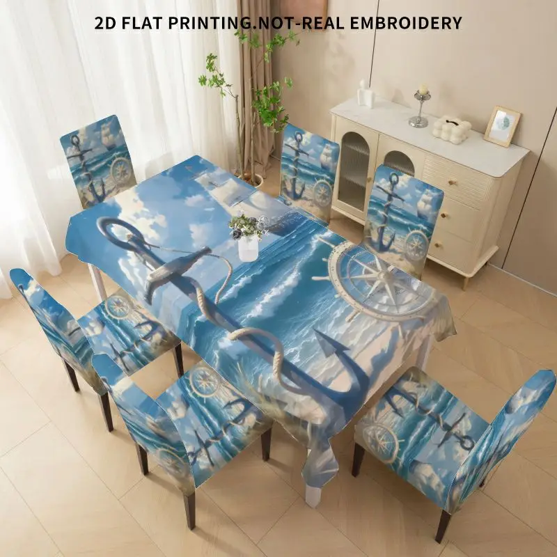 Elastic dining chair cover,flat beach ocean style marine life pattern,machine washable all-inclusive chair cover bow chair cover