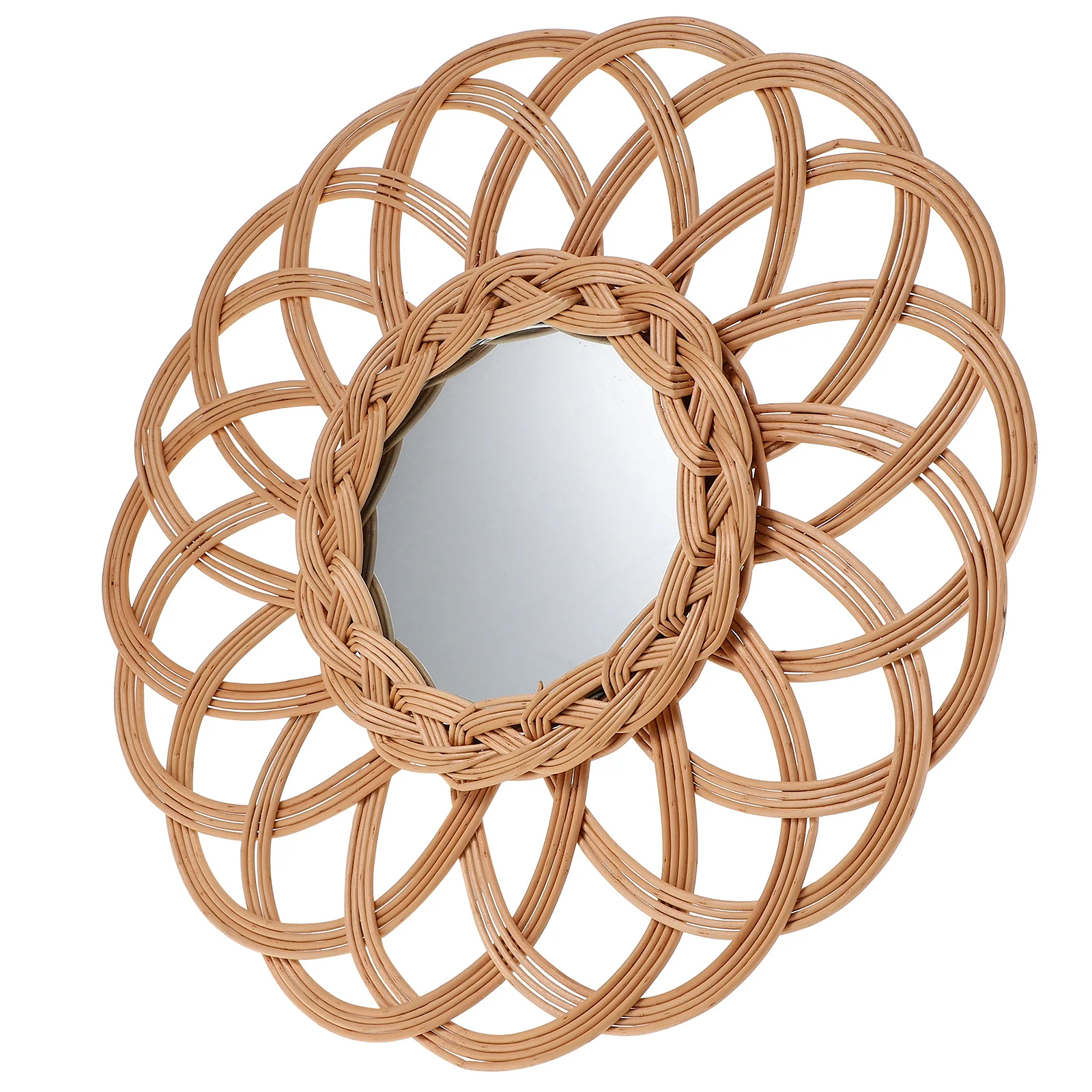 

Woven Wall Hanging Mirror Rustic Style Living Room Bedroom Decor Small Round Mirror Bohemia Decorative Wall Art