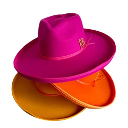 10cm brim Fedora hat 2023 new men's and women's colorful ribbon English letters wide brim new hat unisex sombrero hombre