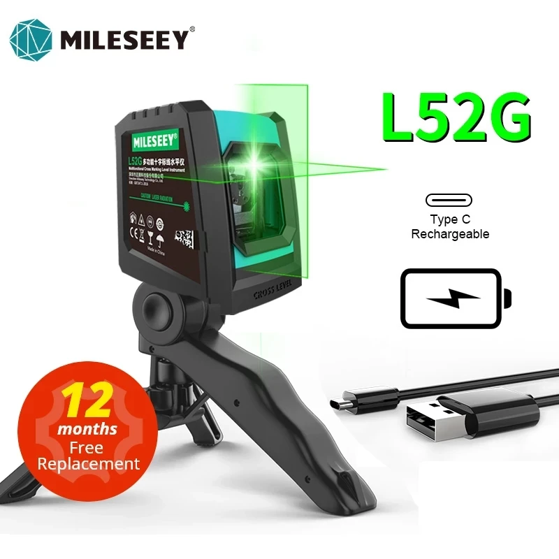 MiLESEEY 2 Lines Laser Level L52R L62 360 laser level L6 nivel laser with Battery and Tripod лазерный уровень