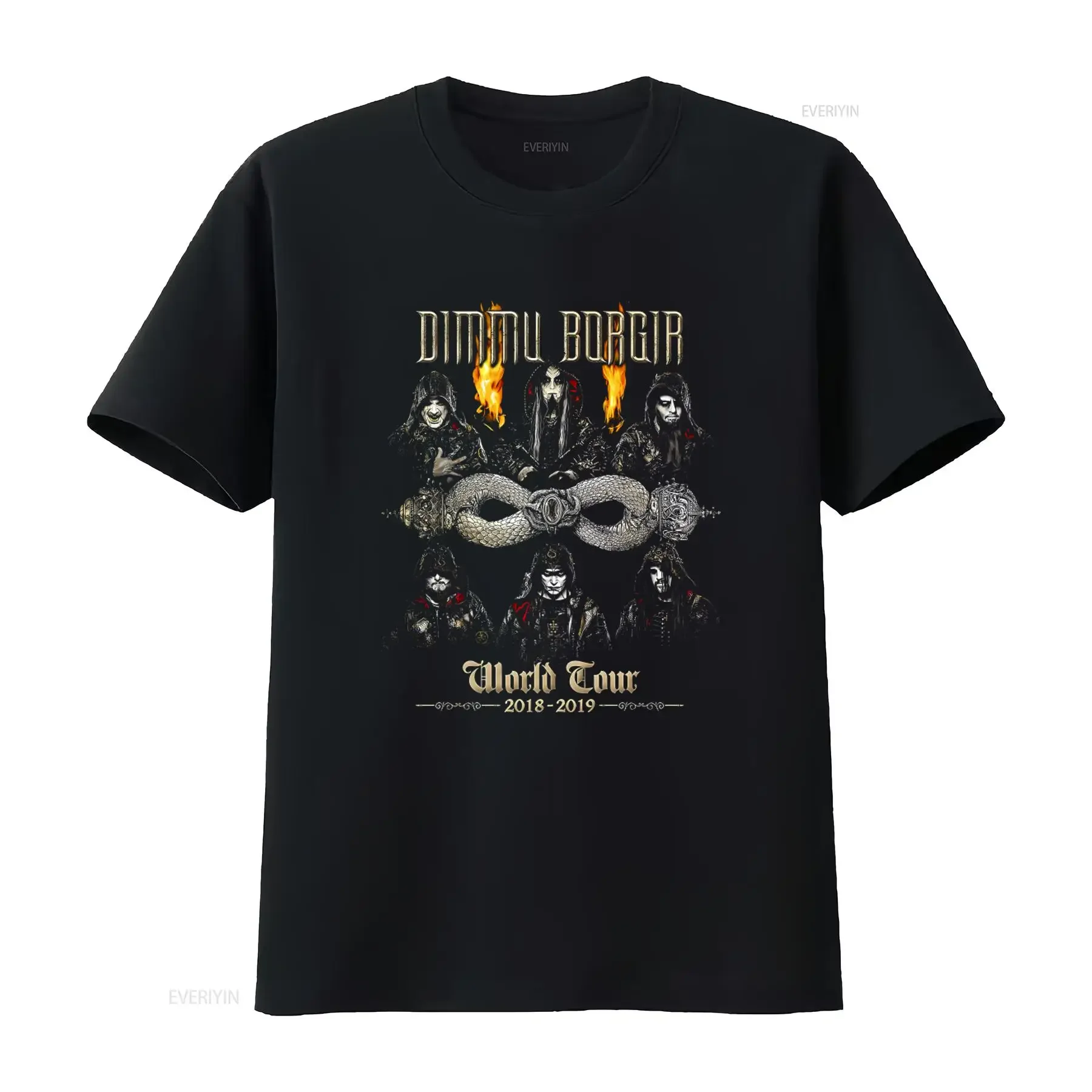 Dimmu Borgir World Tour 2018 2019 T Shirt for Men and Women Band Merch with Members Snake Design vintage Washed Unisex graphic
