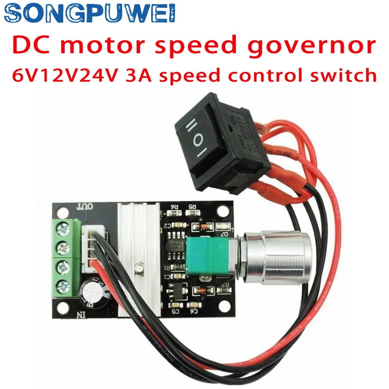 DC 6V 12V 24V 28V 3A 80W PWM DC Motor Speed Controller Regulator Adjustable Variable Speed Reversible Switch Control Potentiomet