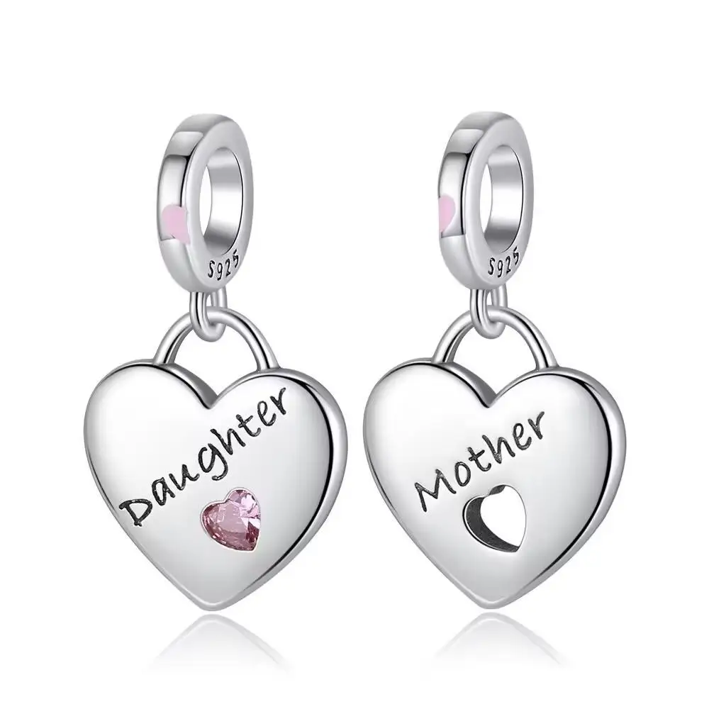 New Fashion 925 Sterling Silver Mother's Day Mom Daughter DIY Fine Beads Fit Original Pendant Women Bracelet Accessories Gift image 3