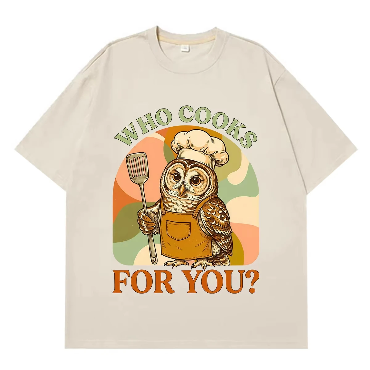 Who Cooking for You Funny Owl Meme T-Shirt Men Women Fashion Hip-hop T-shirt Summer Loose Casual Cotton Short-sleeved T-shirts