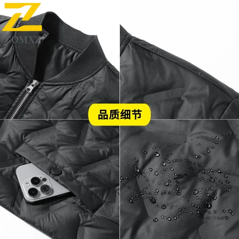 COMXZ Men Bread Jacket Stand Collar Fashion Trendy Solid Color Warm Snowy Padded Jacket Travel Windproof Comfortable Down Jacket
