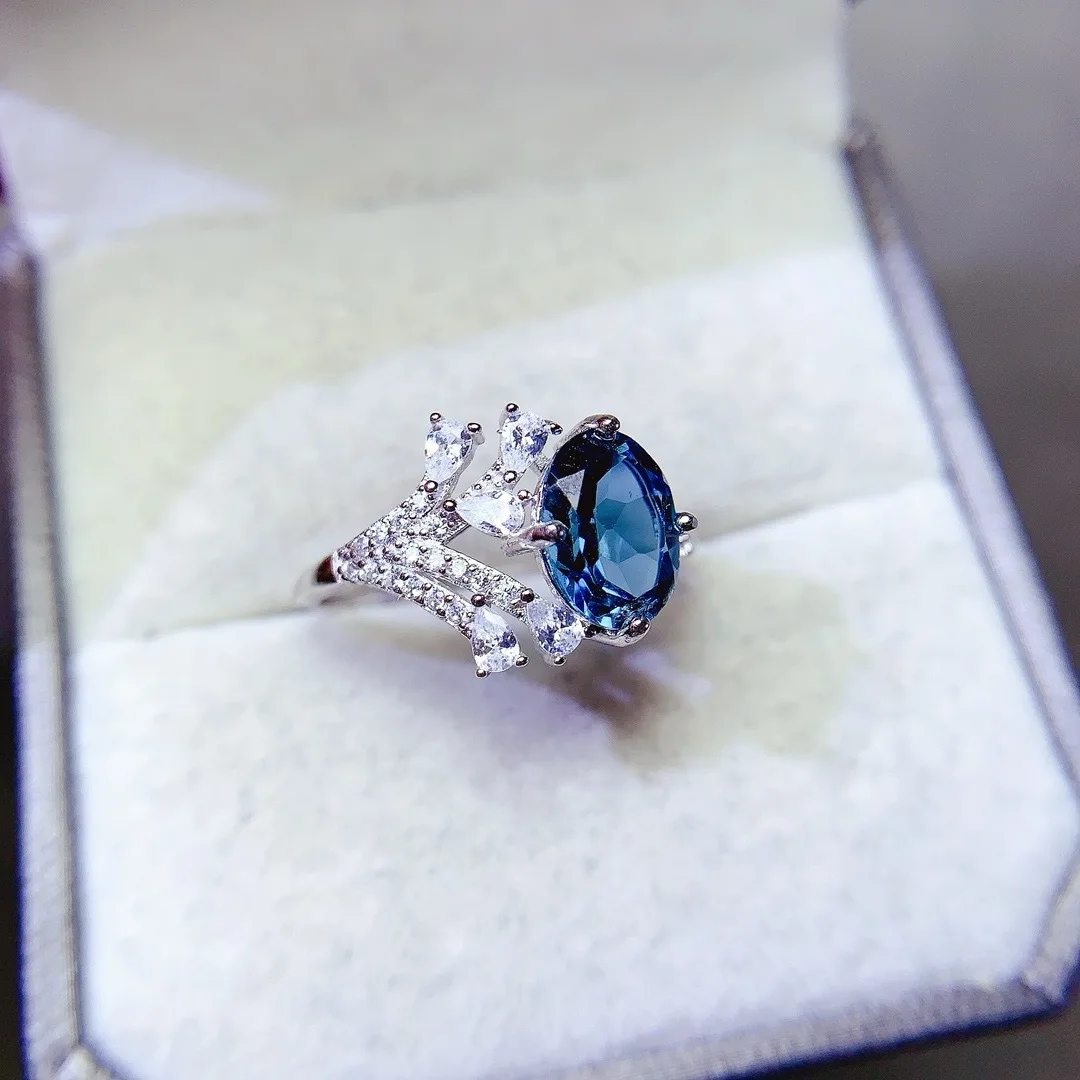 

Изысканное роскошное кольцо с натуральным топазом, изготовленное из чистого серебра S925 для женщин, дизайнерские ювелирные изделия, незабываемый подарок