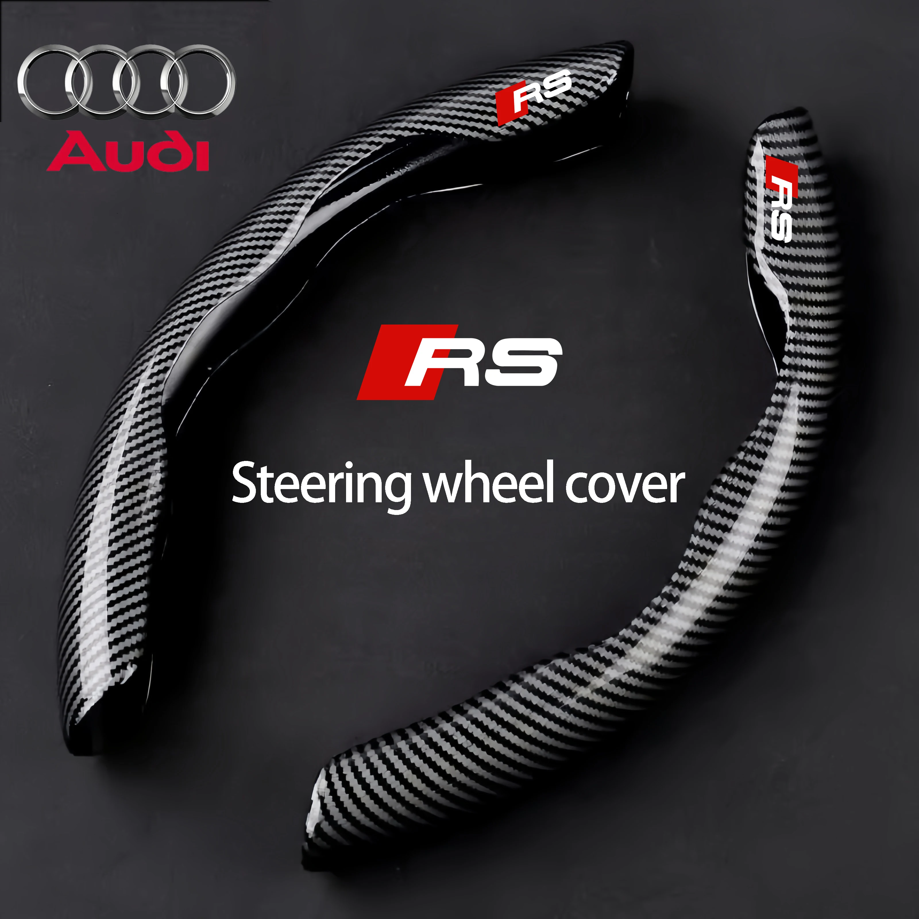 

37-38cm Carbon Fiber Car Steering Wheel Cover Non-slip For Audi S3 S4 S5 S6 RS3 RS4 Q3 Q5 Q7 Q8 TT A3 A4 A5 A6 A7 A8 S-line