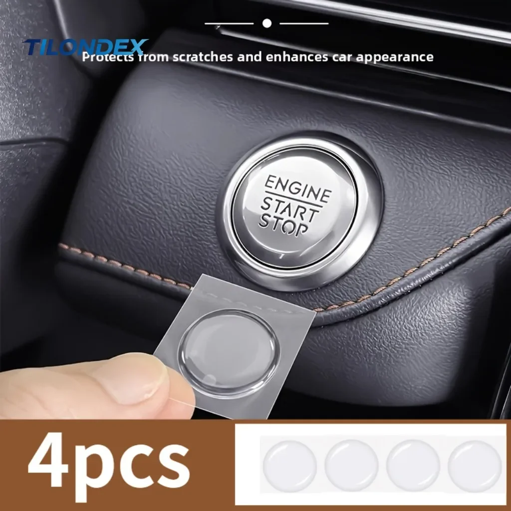 TILONDEX Crystal Clear Gel Stickers for Car One Button Start Protect Ignition Switch Anti Scratch Transparent Soft Silicone